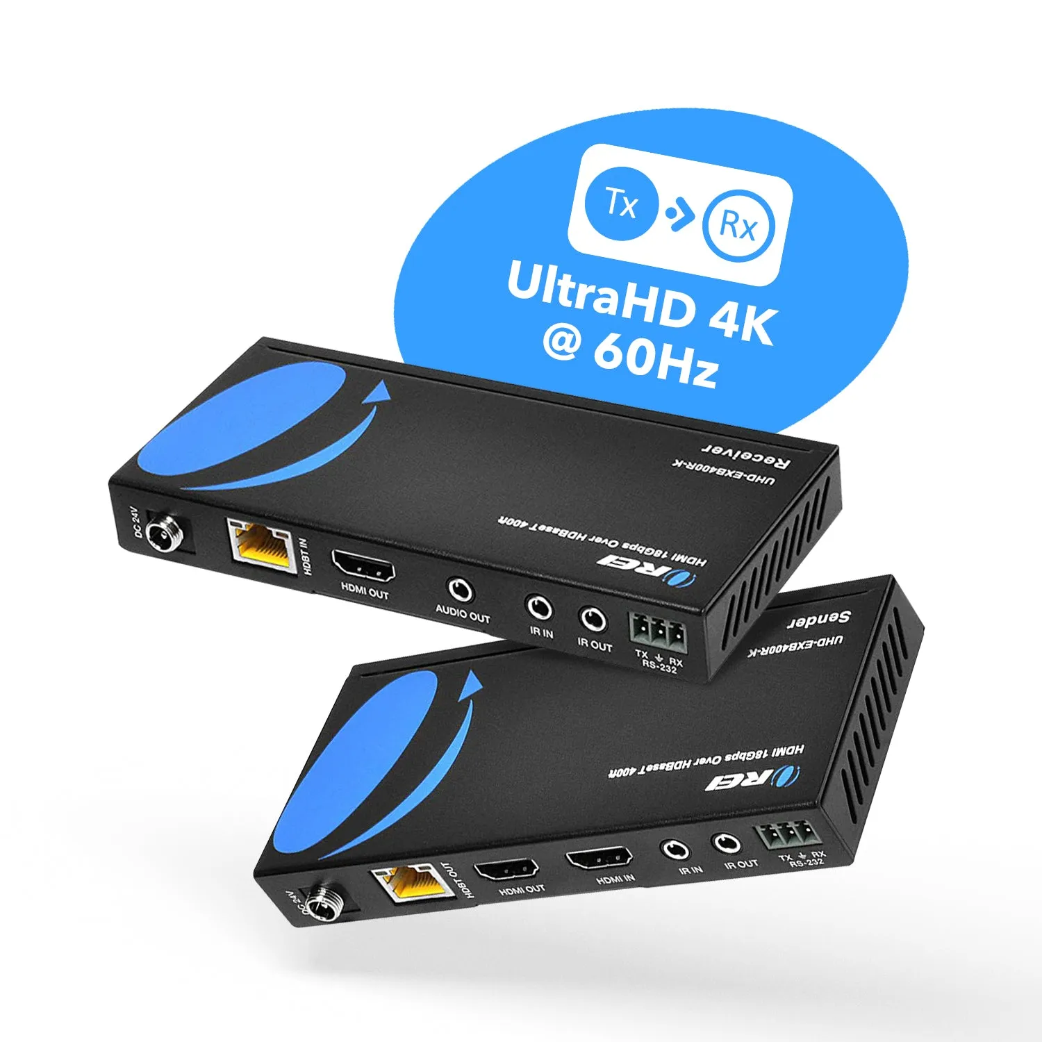 OREI UHD-EXB400R-K: HDBaseT 4K HDMI Extender 400 feet over CAT5e/6/7