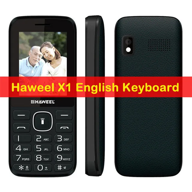 Original Haweel X1 Russian Keyboard Elders Mobile Phone 2.4 inch GSM 2G Cellphone Dual SIM Big Speaker Elder Phone FM TF Torch