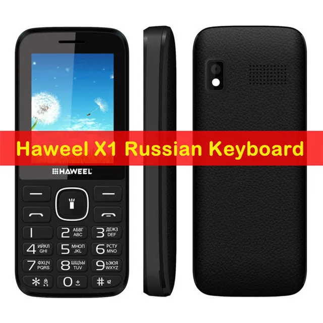 Original Haweel X1 Russian Keyboard Elders Mobile Phone 2.4 inch GSM 2G Cellphone Dual SIM Big Speaker Elder Phone FM TF Torch