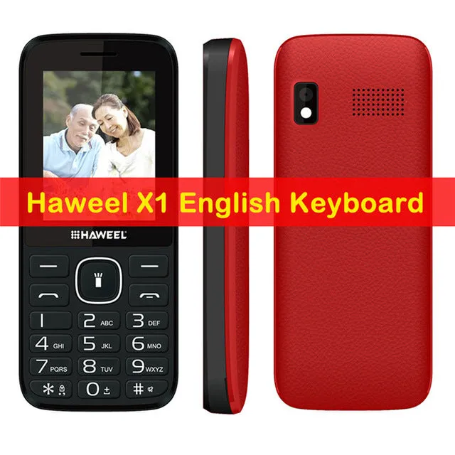 Original Haweel X1 Russian Keyboard Elders Mobile Phone 2.4 inch GSM 2G Cellphone Dual SIM Big Speaker Elder Phone FM TF Torch