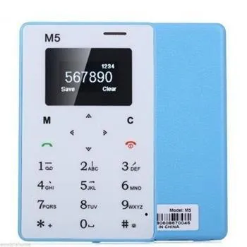 Padraig M5 Mini Card Cell Phones Ultra Thin (CREDIT CARD SIZE) (Blue)