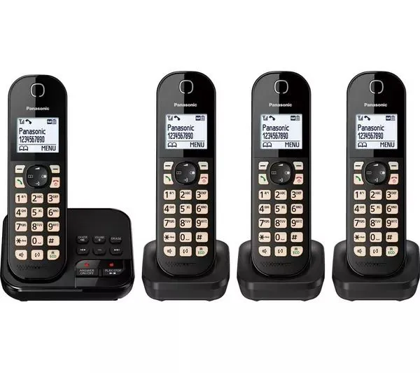 PANASONIC KX-TGC464EB Cordless Phone - Quad Handsets, Black