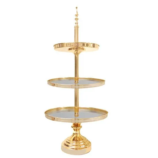 Party Hire - Deluxe Metallic Gold Cup Cake Stand 3 Tier