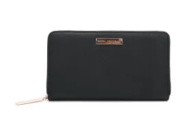 PASSPORT PHONE WALLET Black Saffiano Leather Rose Gold