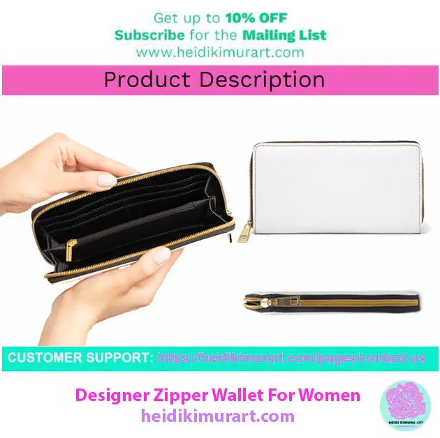 Pastel Blue Color Zipper Wallet, Solid Blue Color Long Compact Designer Premium Quality Women's Wallet