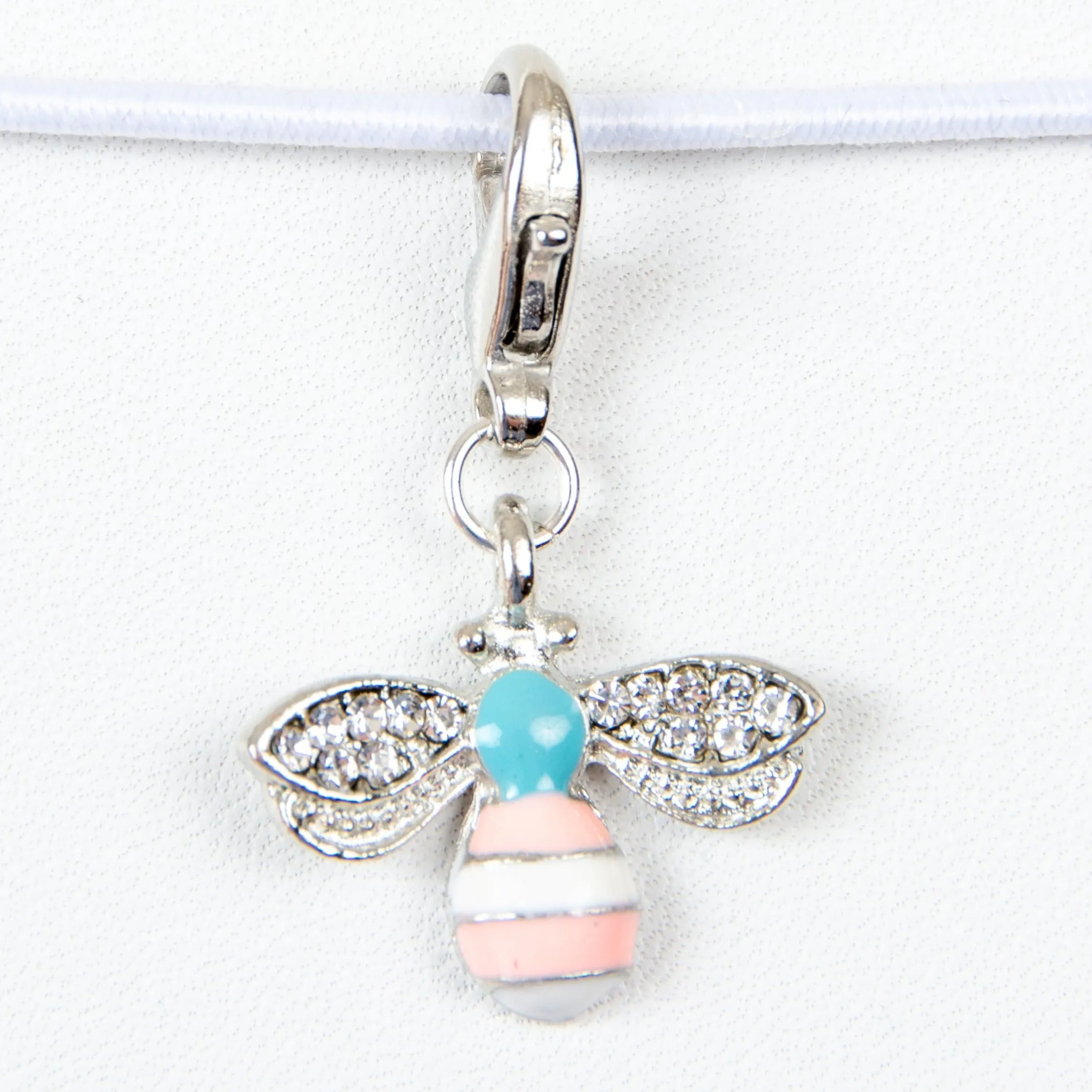 Pastel Honey Bee Charm with Rhinestone Accents in Gold or Silver