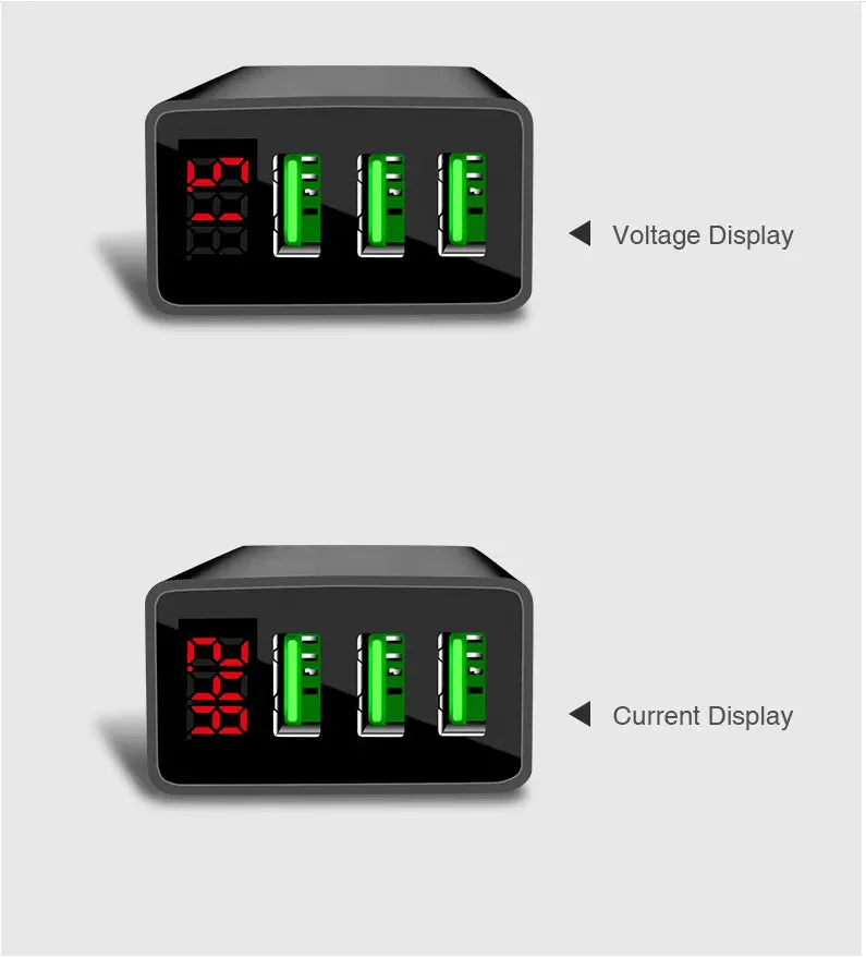 PBG 3 port LED Display Wall Charger and 3 in 1 Cable Bundle Blue