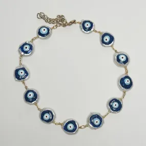 Pearl Evil Eye Connector Necklace