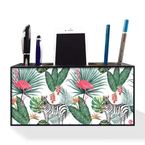 Pen Mobile Stand Holder Desk Organizer - Flamingo Leaves