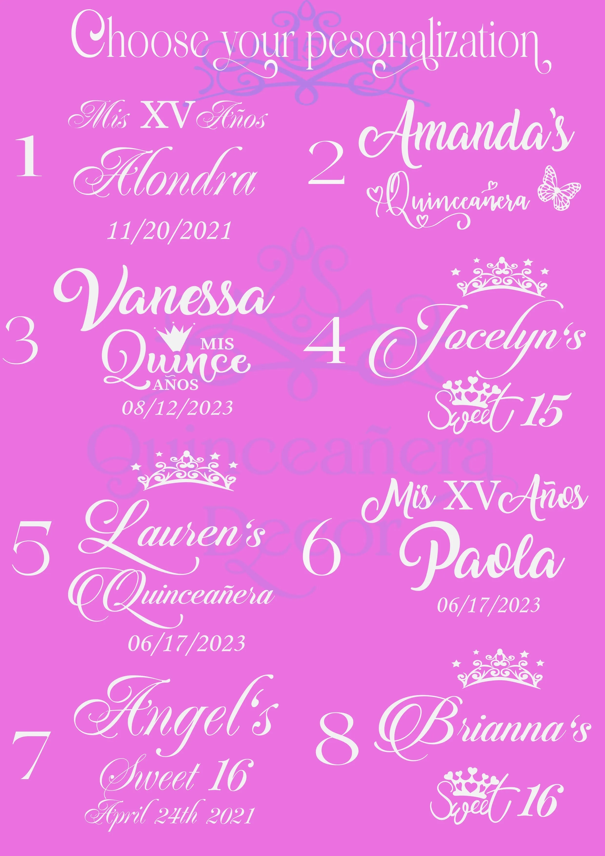 Pink blush floral Quinceanera Brindis Package (5 pcs)