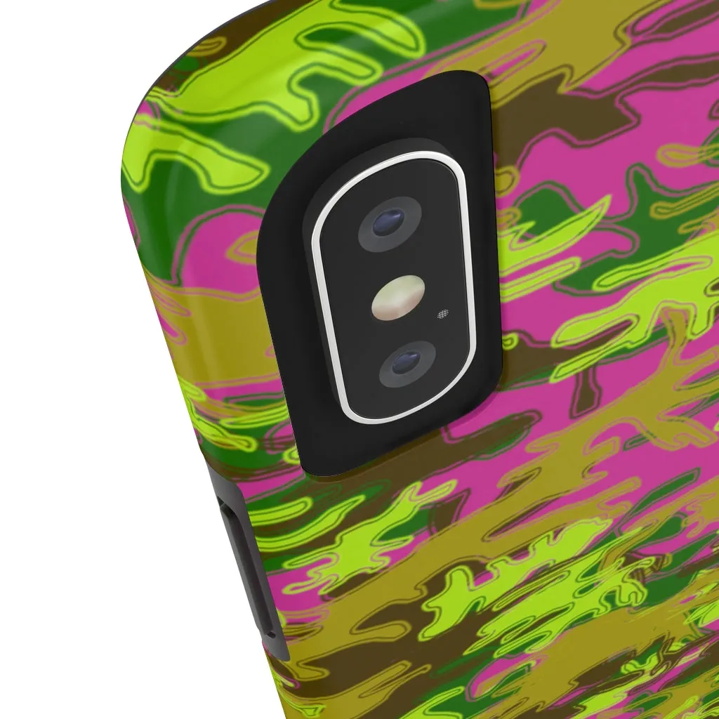 Pink Green Camo iPhone Case, Camouflage Case Mate Tough Samsung Galaxy Phone Cases