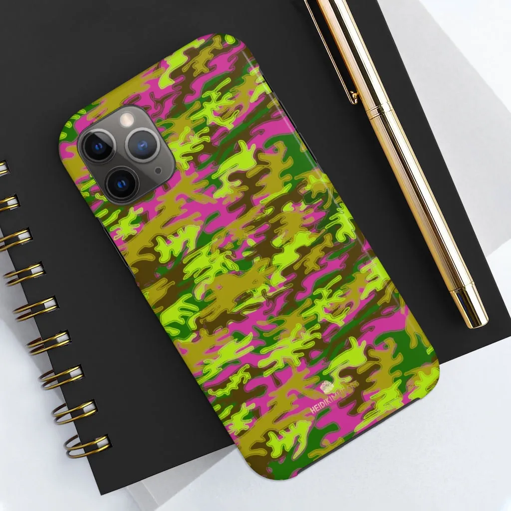 Pink Green Camo iPhone Case, Camouflage Case Mate Tough Samsung Galaxy Phone Cases