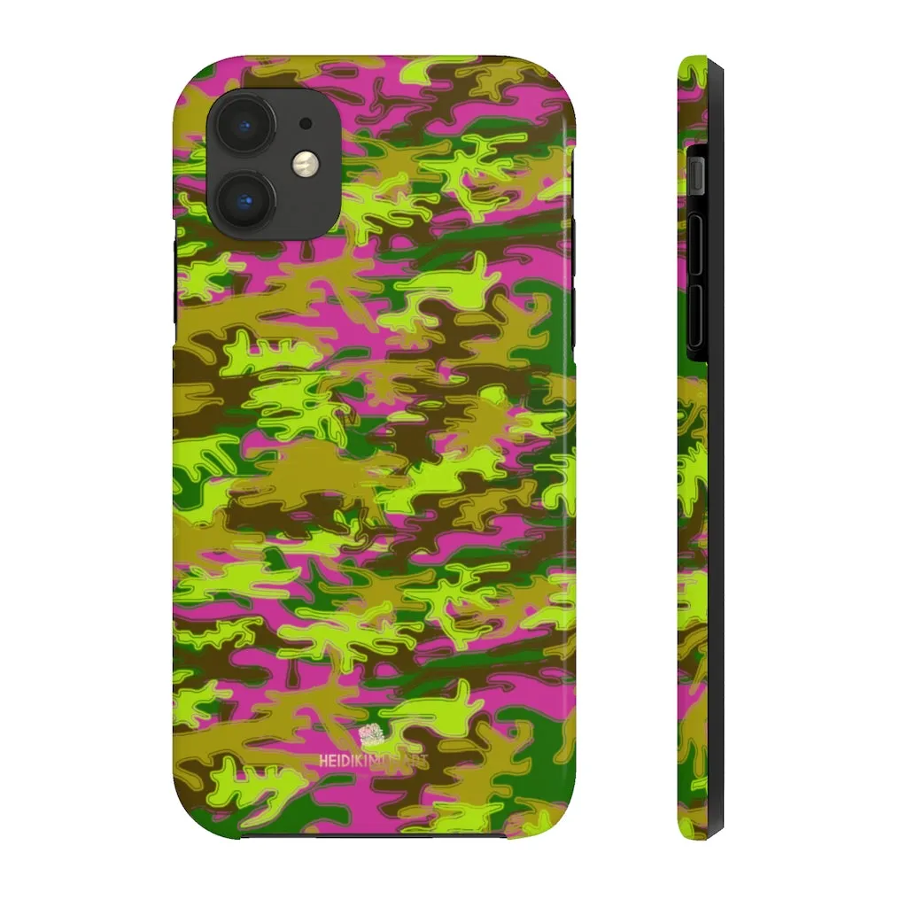 Pink Green Camo iPhone Case, Camouflage Case Mate Tough Samsung Galaxy Phone Cases