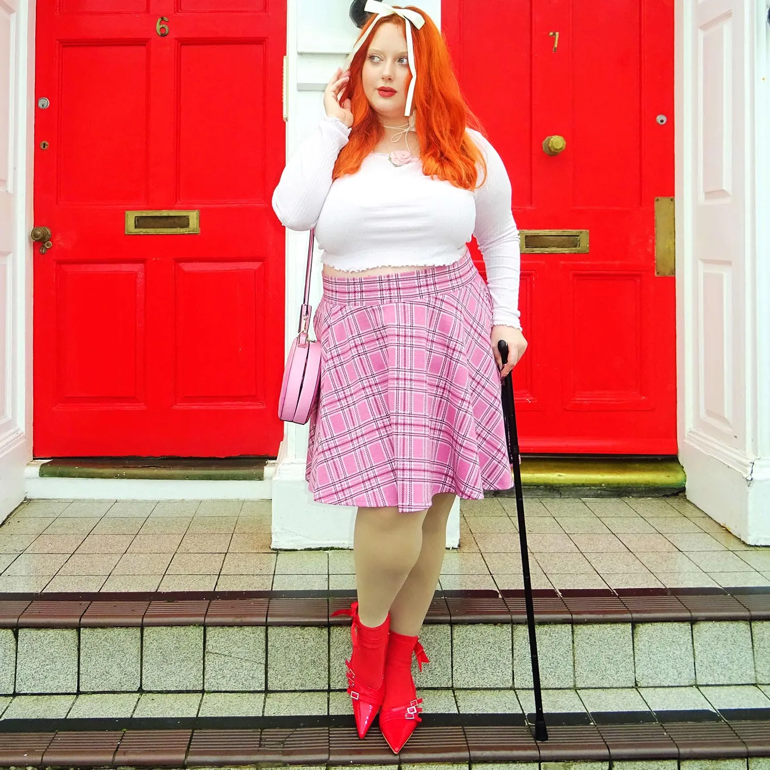 Plaid Mini-Flare Skirt - Highland Rose (V2)