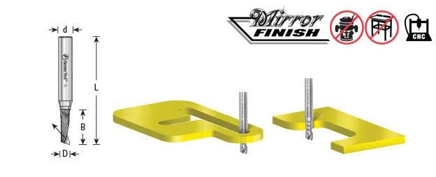 Plastic Cutting Spiral 'O' Flute Router Bit | 1⁄8 Dia x 1⁄2 x 1⁄8 Shank Up-Cut | 51410 | 738685051412