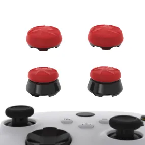 PlayVital Thumbs Pro RAZOR Thumbstick Extender for Xbox Core Controller, for Xbox Series X/S Controller, Joystick Caps for Xbox One Controller - 2 High Raise & 2 Mid Raise Dome - Scarlet Red & Black - PJM5006