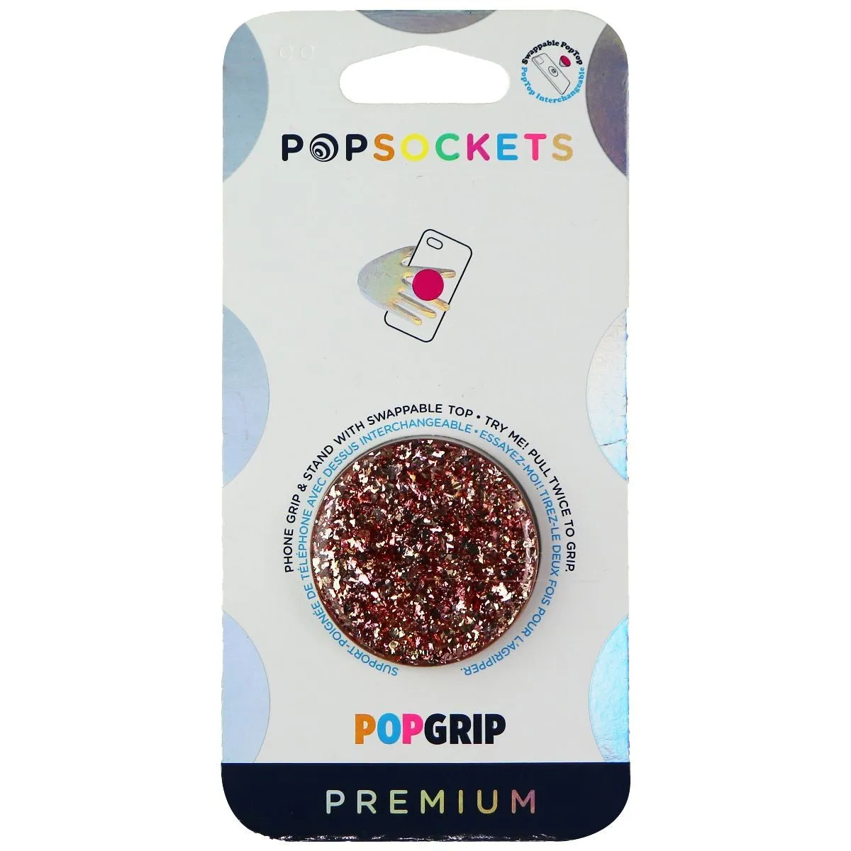 PopSockets PopGrip: Phone Grip and Phone Stand - Foil Confetti Rose Gold