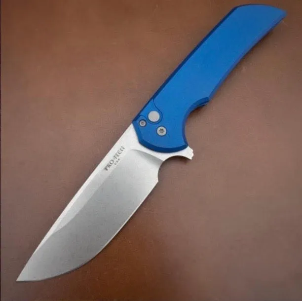 Pro-Tech Mordax Button Lock Folding Knife 3.5in Magnacut Steel Blue Aluminum Handles - MX101-BLUE