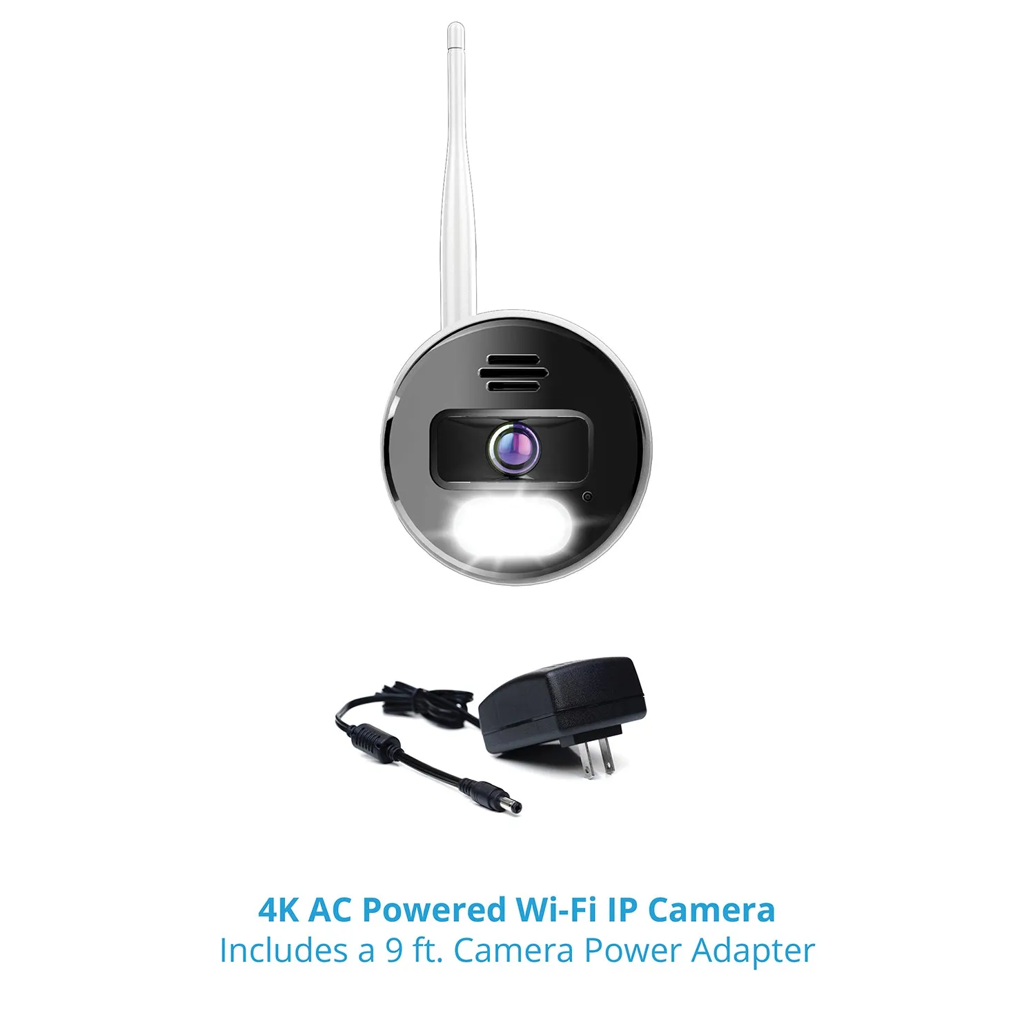 Refurbished Wi-Fi IP Plug In 4K Spotlight Camera with 2-Way Audio and Audio Alerts and Siren - White