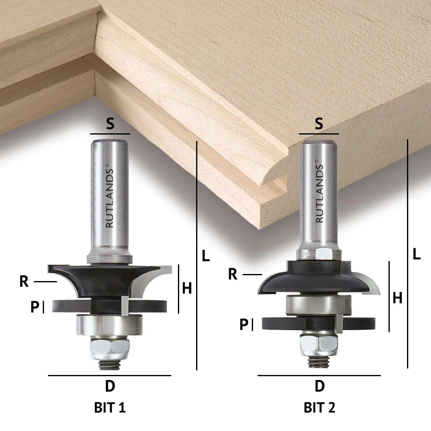 Router Bit Set - Raised Panel Door and Drawer with Backcutter - Roundover