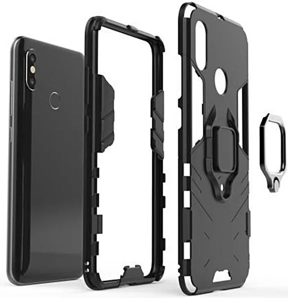 Samsung Galaxy A52 / A52 5G Defender Armor Rugged Case with Ring Holder - Black