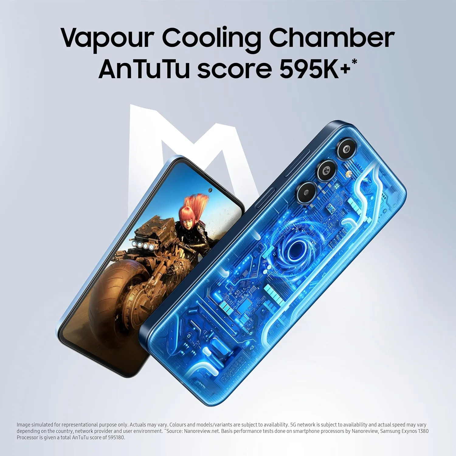 Samsung Galaxy M35 5G (Daybreak Blue, 8GB RAM, 128GB Storage)| Corning Gorilla Glass Victus | AnTuTu Score 595K  | Vapour Cooling Chamber | 6000mAh Battery | 120Hz Super AMOLED Display| Without Charger