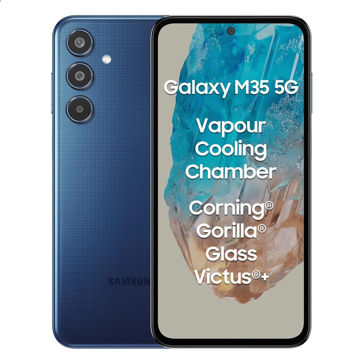 Samsung Galaxy M35 5G (Moonlight Blue,8GB RAM,256GB Storage)| Corning Gorilla Glass Victus | AnTuTu Score 595K  | Vapour Cooling Chamber | 6000mAh Battery | 120Hz Super AMOLED Display| Without Charger