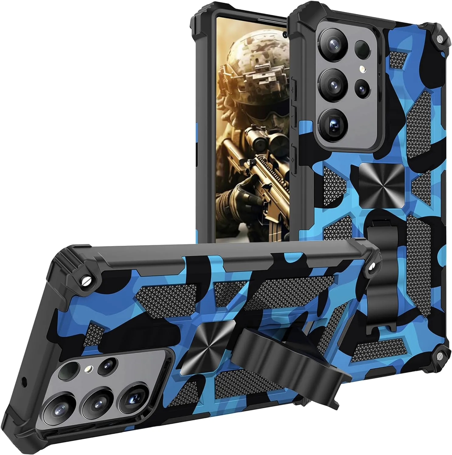 Samsung Galaxy S24 Plus Metal Kickstand Camo Phone Cover