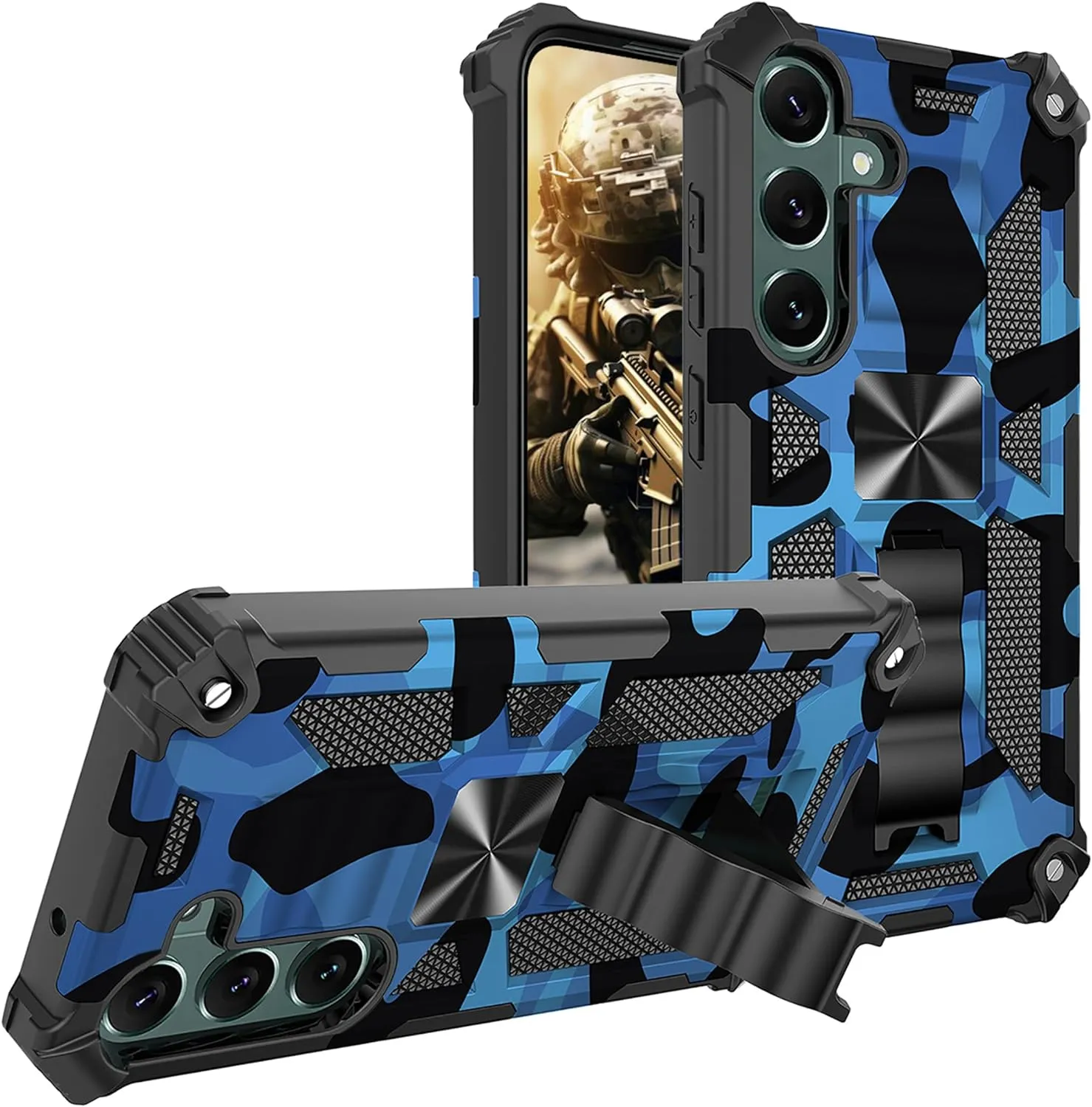 Samsung Galaxy S24 Plus Metal Kickstand Camo Phone Cover