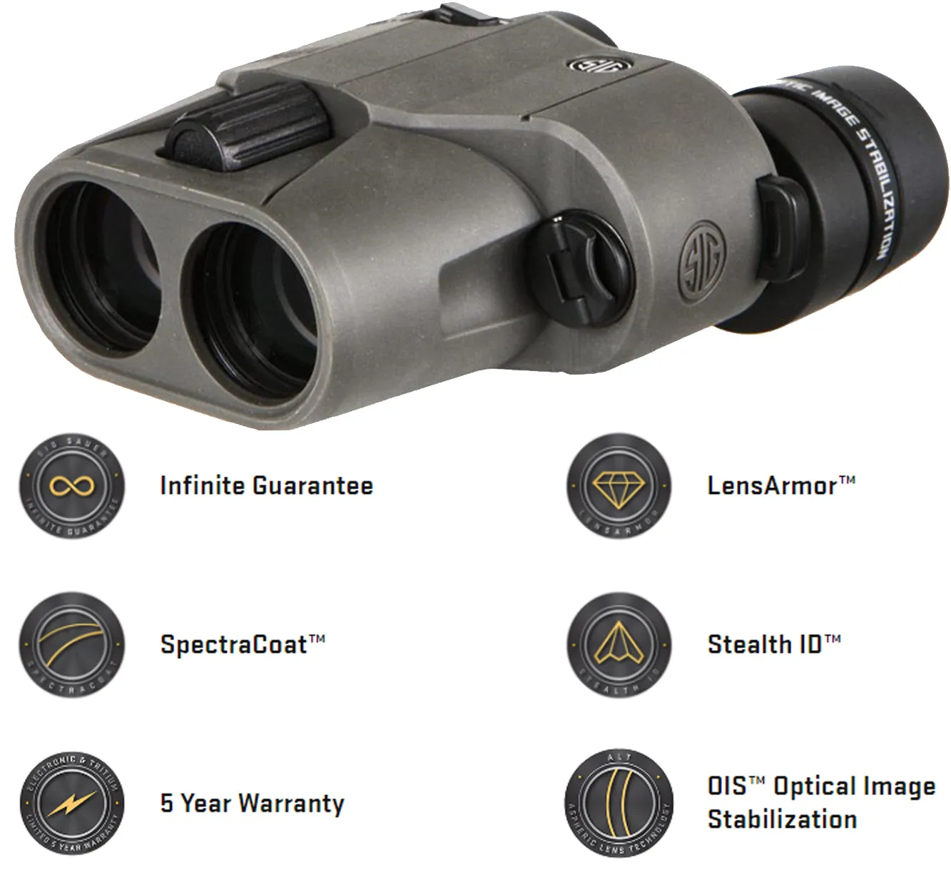 Sig Sauer Zulu6 10x30mm, Schmidt-Pechan, Image Stabilized, Graphite Binocular (SOZ61001)