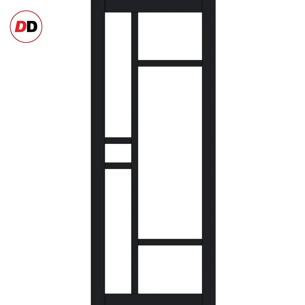 Single Sliding Door & Premium Wall Track - Eco-Urban® Isla 6 Pane Door DD6429SG Frosted Glass - 6 Colour Options