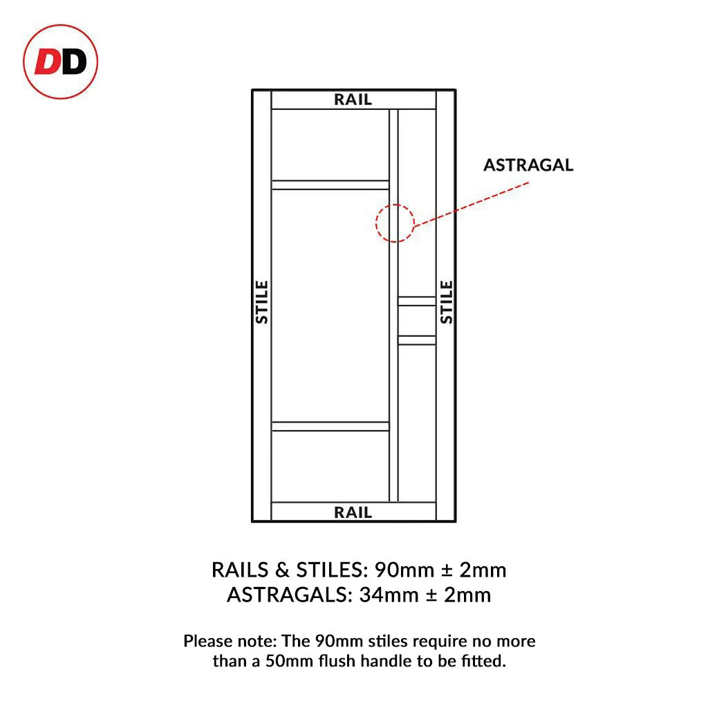 Single Sliding Door & Premium Wall Track - Eco-Urban® Isla 6 Pane Door DD6429SG Frosted Glass - 6 Colour Options