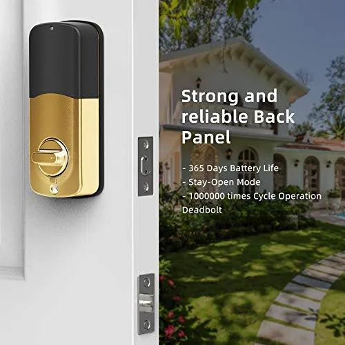 Smart Lock SMONET Bluetooth Keyless Entry Keypad Smart Deadbolt-Fingerprint Electronic Deadbolt Door Lock-App Control, Remote Ekeys Sharing, Free App Monitoring Easy to Install for Homes and Hotel