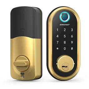 Smart Lock SMONET Bluetooth Keyless Entry Keypad Smart Deadbolt-Fingerprint Electronic Deadbolt Door Lock-App Control, Remote Ekeys Sharing, Free App Monitoring Easy to Install for Homes and Hotel