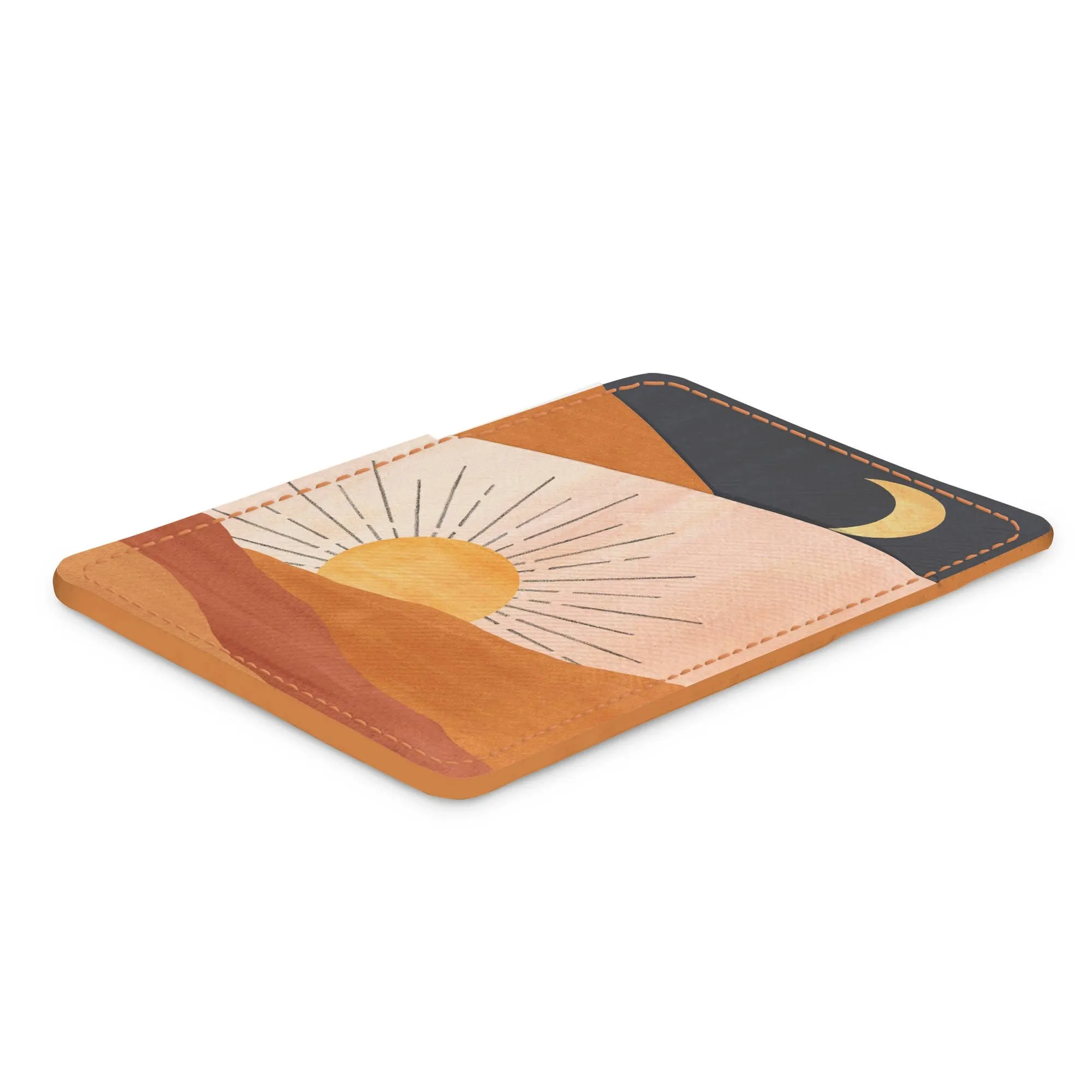 Sunrise Moon Stick-On Cell Phone Wallet | Two Pocket Design Cash ID Cards Holder