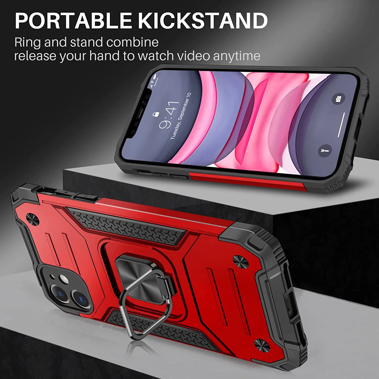 Vakoo iPhone 11 Case, Stand Series Heavy Duty Design Phone Case