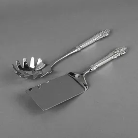 WALLACE STERLING Grande Baroque Sterling Handle Stainless Steel Pasta Servers