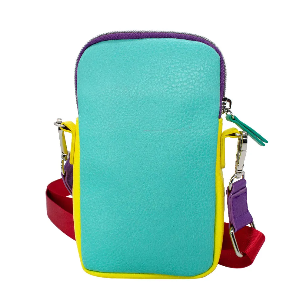 Wallet Phone Bag Holder - Rugrats Character Pose Blocks Yellow Purple Teal