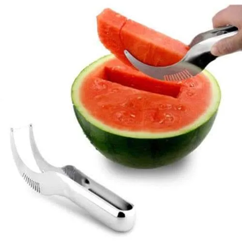 Watermelon Knife & Fruit Server Tongs (silver)