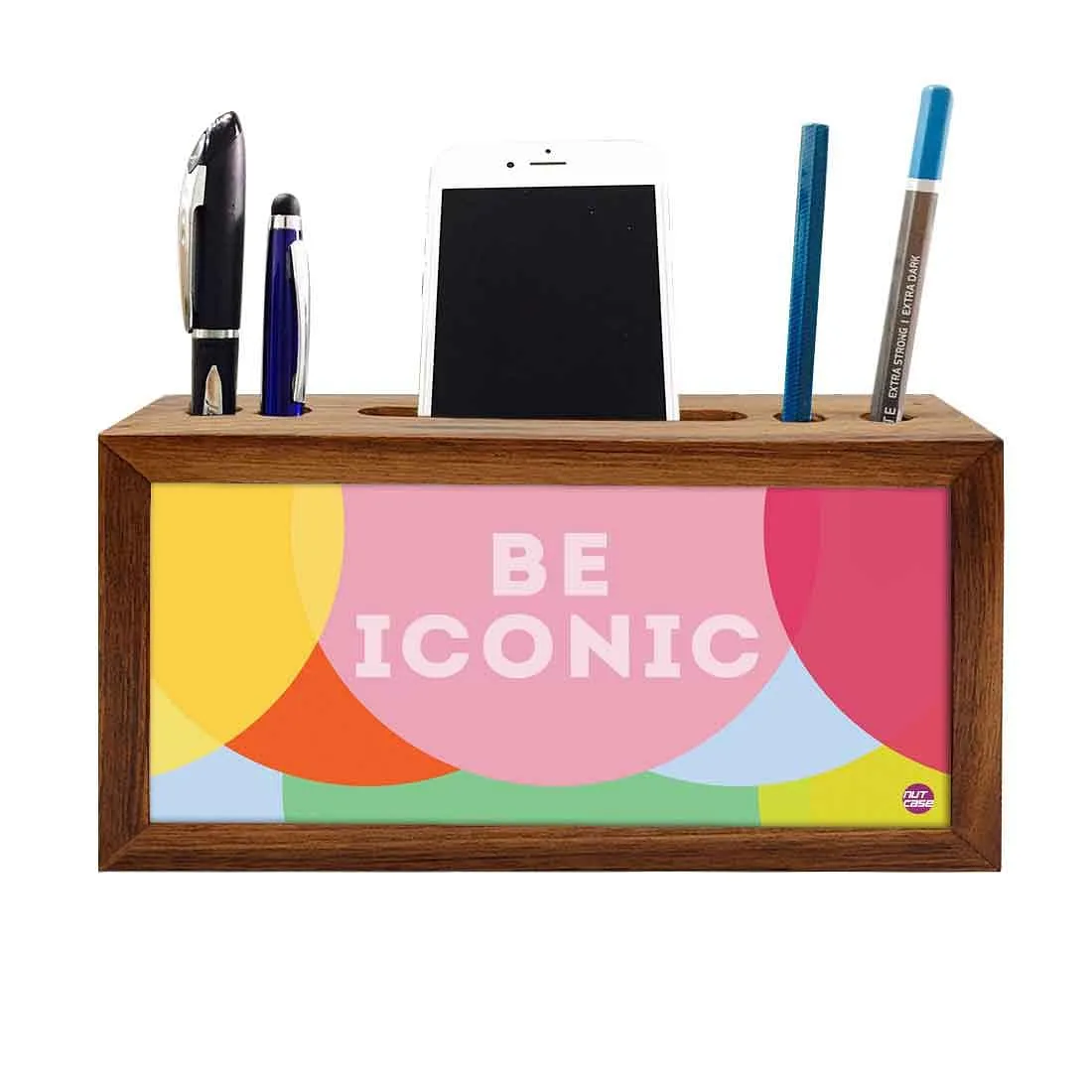 Wood office organizer Pen Mobile Stand - Be Iconic