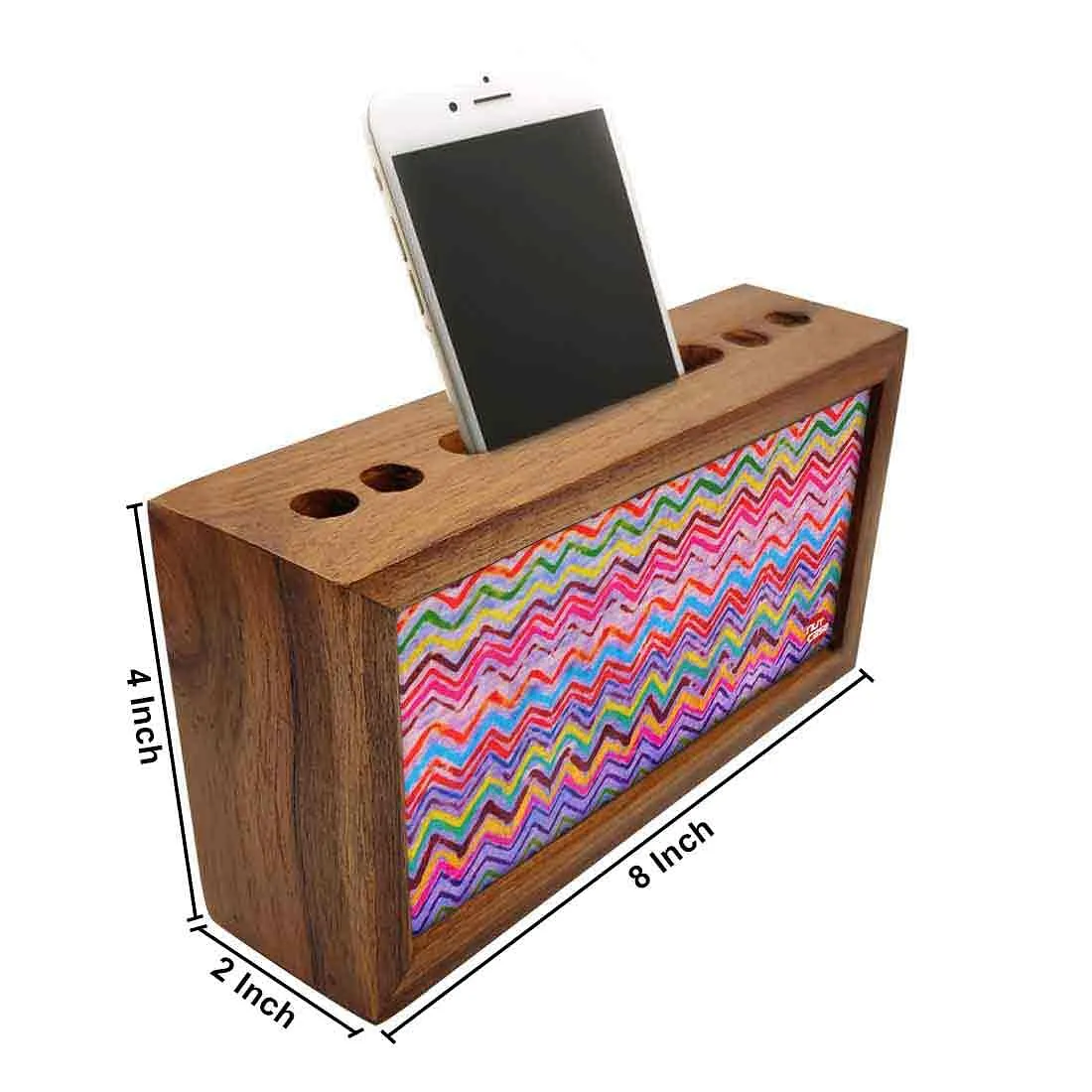 Wooden pen organizer Mobile Stand - Tapestry Zag