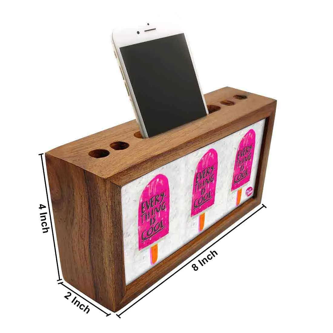 Wooden pencil organizer Pen Mobile Stand - Everything Is Cool