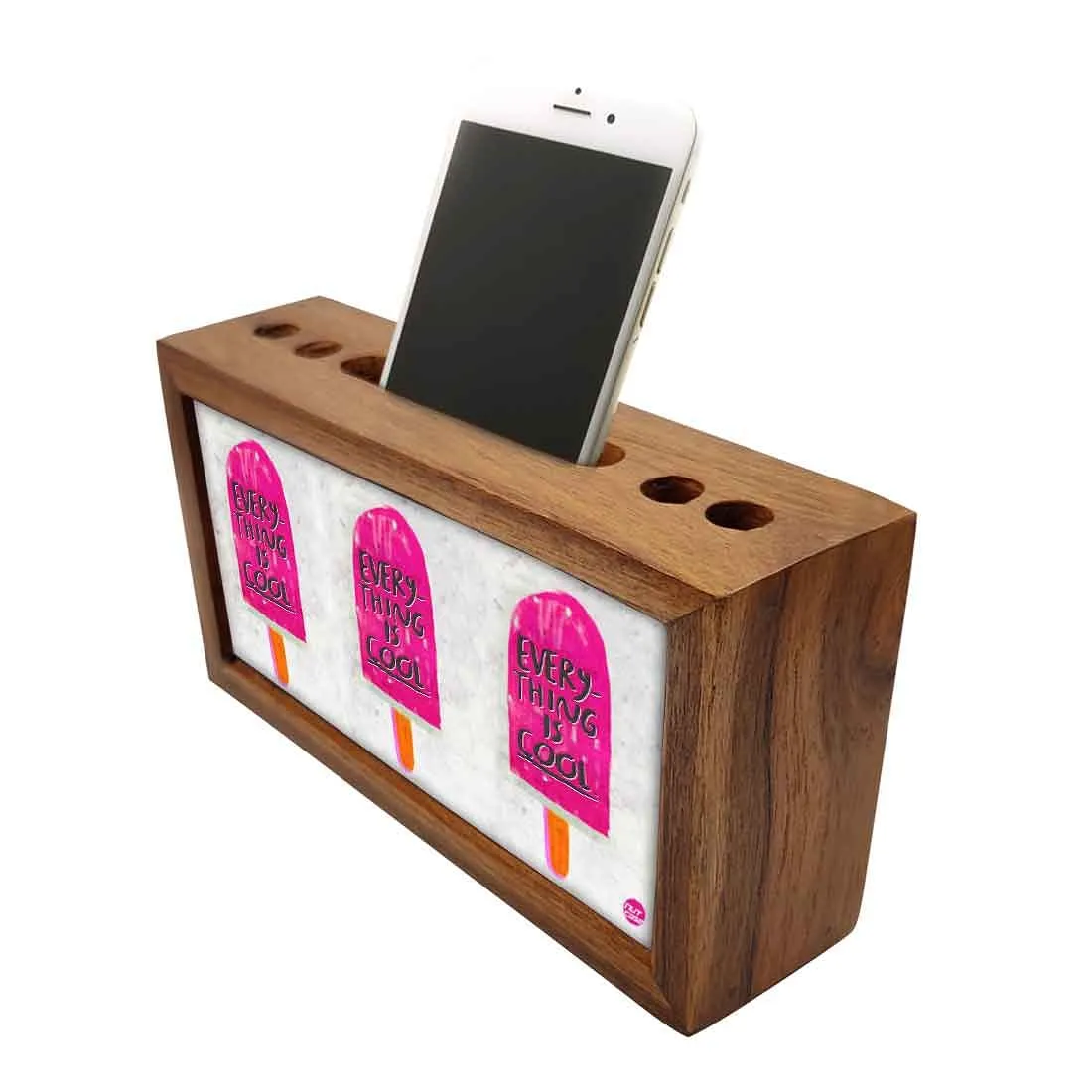 Wooden pencil organizer Pen Mobile Stand - Everything Is Cool