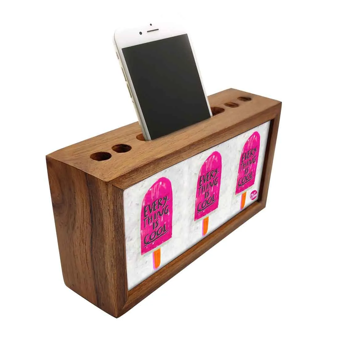 Wooden pencil organizer Pen Mobile Stand - Everything Is Cool