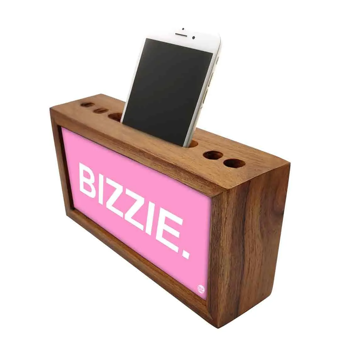 Wooden Phone Stand Pen Holder Desk Organizer for Office - Bizzie