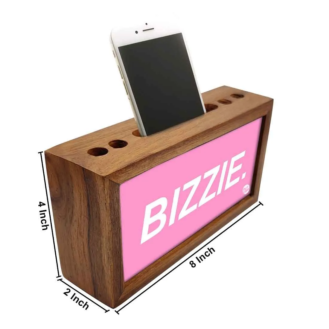 Wooden Phone Stand Pen Holder Desk Organizer for Office - Bizzie