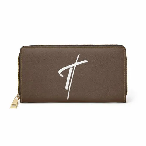 Wristlet Phone Wallet, Dark Brown and White Cross Graphic Purse