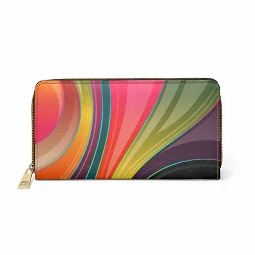 Wristlet Phone Wallet, Multicolor Circular Swirl Style Purse