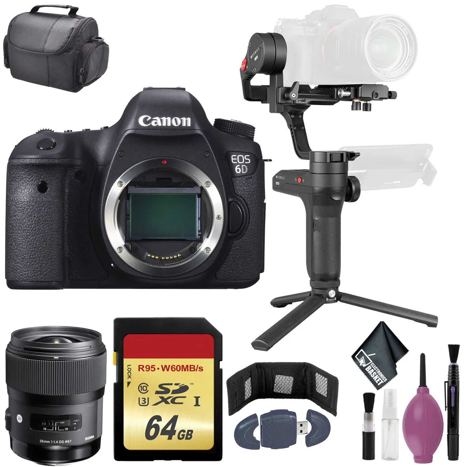 Zhiyun-Tech WEEBILL LAB Handheld Stabilizer - CANON EOS 6D PRO DIG CAMERA BODY - 64GB -Case -Canon EF 35mm f/1.4L II USM Lens